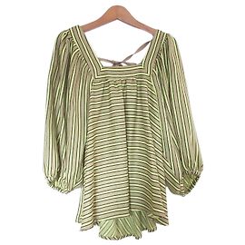 Autre Marque Blusa Grace Class com riscas e toque de linho Amarelo