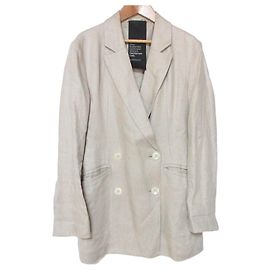 Autre Marque Chaos Herringbone Linen Double Tailored Jacket Beige