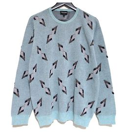 Pull en maille jacquard Giorgio Armani Bleu Bleu clair