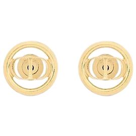 Dior Montaigne Stud Earrings Gold Finish Metal Golden