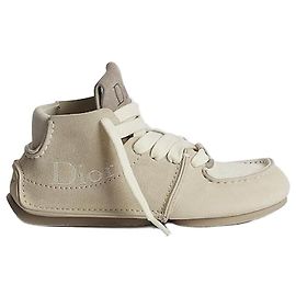 Dior Bottines à lacets Rody en veau daim beige Marron