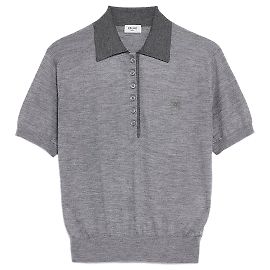 Céline Polo-Pullover aus feinem Kaschmir und Seide Hellgrau/Grau Braun