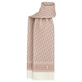 Dior Sciarpa Oblique Ecru Rose des Vents Cashmere Bianco