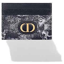 Dior Montaigne Freesia Card Case Blue Toile de Jouy Reverse Jacquard Blue