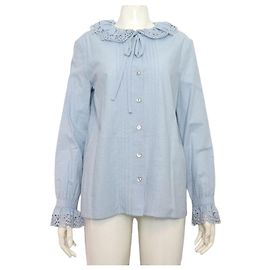 Céline Camisa de algodón azul claro para mujer Azul