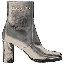 Dior D-Town Absatzstiefeletten aus schwarzem Kalbsleder Schwarz