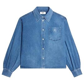Céline Camisa de denim de algodón Indigo Whisper Azul