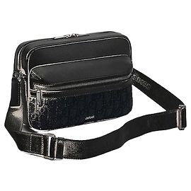 Dior Rider Zip Strap Bag Black Oblique Jacquard Black Grained Calfskin Black