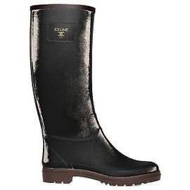 Céline Rain Boots Natural Rubber Black Black