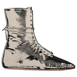 Céline Hohe Schnürstiefel aus Lammleder Schwarz Schwarz