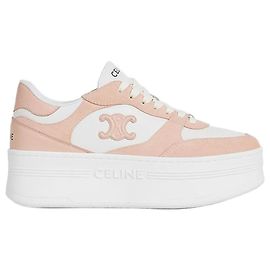 Céline Sapatilhas plataforma Triomphe Patch Block em pele e camurça Optic White/Beige Marrom