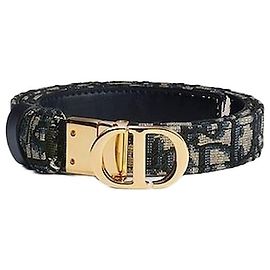 Dior Cinturón reversible Blue Smooth Calfskin Oblique Jacquard Azul
