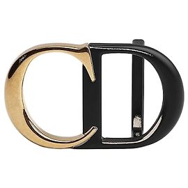 Dior CD Icon Gürtelschnalle Messing Antik-Gold-Finish Messing Schwarz-Lack-Finish Schwarz