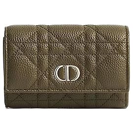 Dior Glysine Wallet Khaki Cannage Grain Calfskin Brown