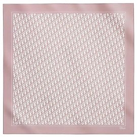 Dior Lenço Quadrado Oblique Pink Grey Silk Twill Marrom