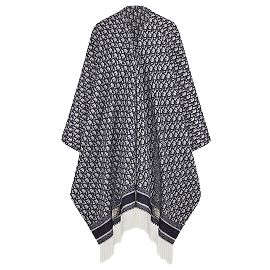Dior Oblique Poncho Marineblau Kaschmir Blau