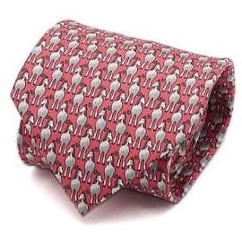 Hermès Pattern Silk Men's Tie Red