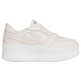 Céline Baskets compensées Triomphe Patch Block en veau Optic White Blanc