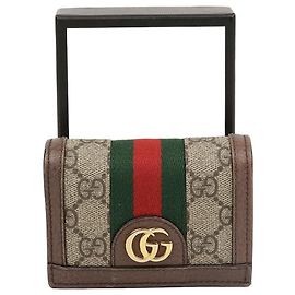Gucci Tarjetero Ophidia GG Marrón Castaño
