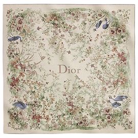 Dior Sciarpa Riviera Floral Garden Ivory Multi-Colored Cashmere Rosso