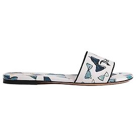 Dior Riviera Dway Slide Blue White Bow Embroidered Cotton Blau