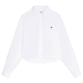 Céline Hemd aus Baumwoll-Denim White Denim Light Stone Wash Blau