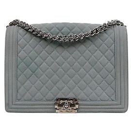 Chanel Gray Caviar Large Boy Shoulder Bag Brown