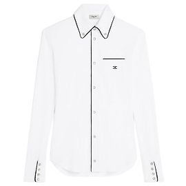 Céline Camisa de jersey de algodón White Black Blanco
