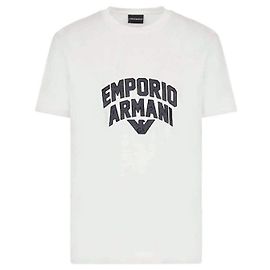 Armani T-Shirt mit besticktem Logo Weiß Weiß
