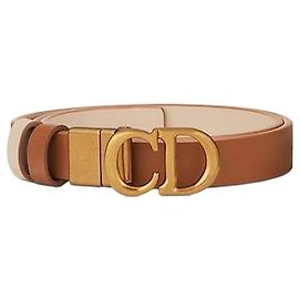 Dior Cinto reversível Golden Saddle Caramel Beige em pele de vitelo lisa Marrom