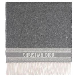 Dior Sciarpa Oblique Ecru Grey Cashmere Marrone