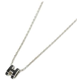 Hermès Collier Hermes Pop H MINI Noir Argenté