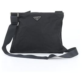 Bolso de hombro Prada de nylon Tessuto con logotipo triangular Negro