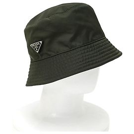 Chapéu Bucket Prada Re-Nylon com triângulo Caqui