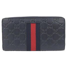 Gucci Long Bi-Fold Wallet Blue Navy blue