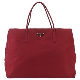 Bolso Tote Prada de nylon Tessuto con logotipo triangular Roja Burdeos