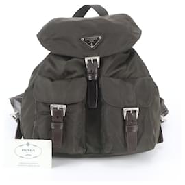Mochila Prada em nylon Tessuto com logótipo triangular Verde Caqui