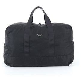 Bolsa Boston Tote Prada em nylon Tessuto com logótipo triangular em couro Preto