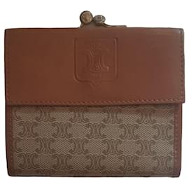 Céline Celine Triomphe Canvas and Leather Wallet Brown Monogram