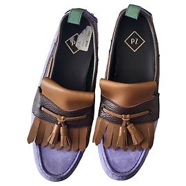 Autre Marque Mocassins en daim violet avec franges Marron Vert Violet