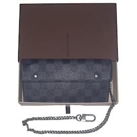 Louis Vuitton Damier Graphite Canvas Wallet with Chain Black