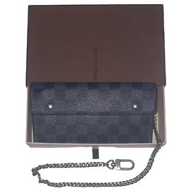 Cartera Louis Vuitton Damier Graphite Canvas con cadena Negro