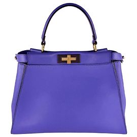 Fendi Peekaboo Regular Leather Handbag in Purple Purple