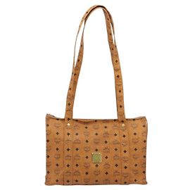 MCM Visetos Leather Handbag Brown Brown