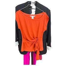 Diane von Furstenberg Orange Silk Blend Top Orange