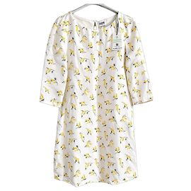 Claudie Pierlot Robe d'été à imprimé floral jaune Blanc Jaune