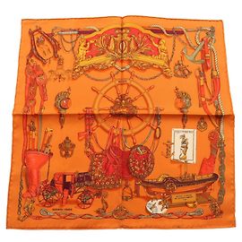 Hermès Lenço Hermes Petit Carré 45 MUSEE Laranja