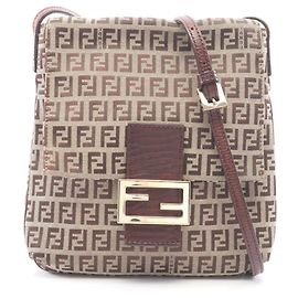 Bolsa de Ombro Fendi Zucchino Marrom Bege