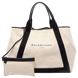 Balenciaga Navy Cabas M Tote Bag Black White