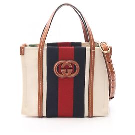 Borsa Tote Mini 2-Way Gucci Interlocking G Marrone Bianco Multicolore